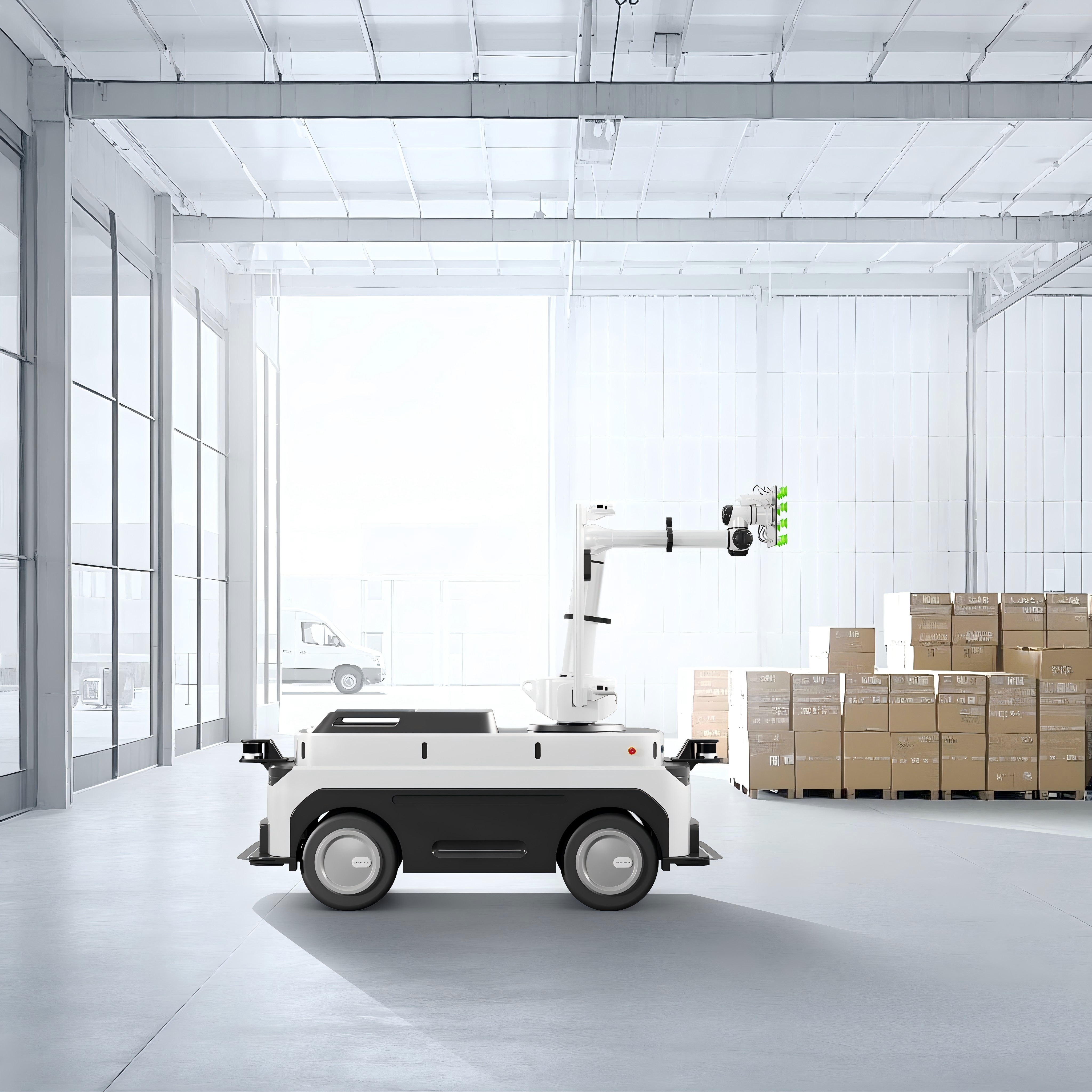 Westwell Well-Bot AMR units handling the 'last-ten-metre' logistics, showcasing the transition from modular operations to a fully autonomous hub ecosystem