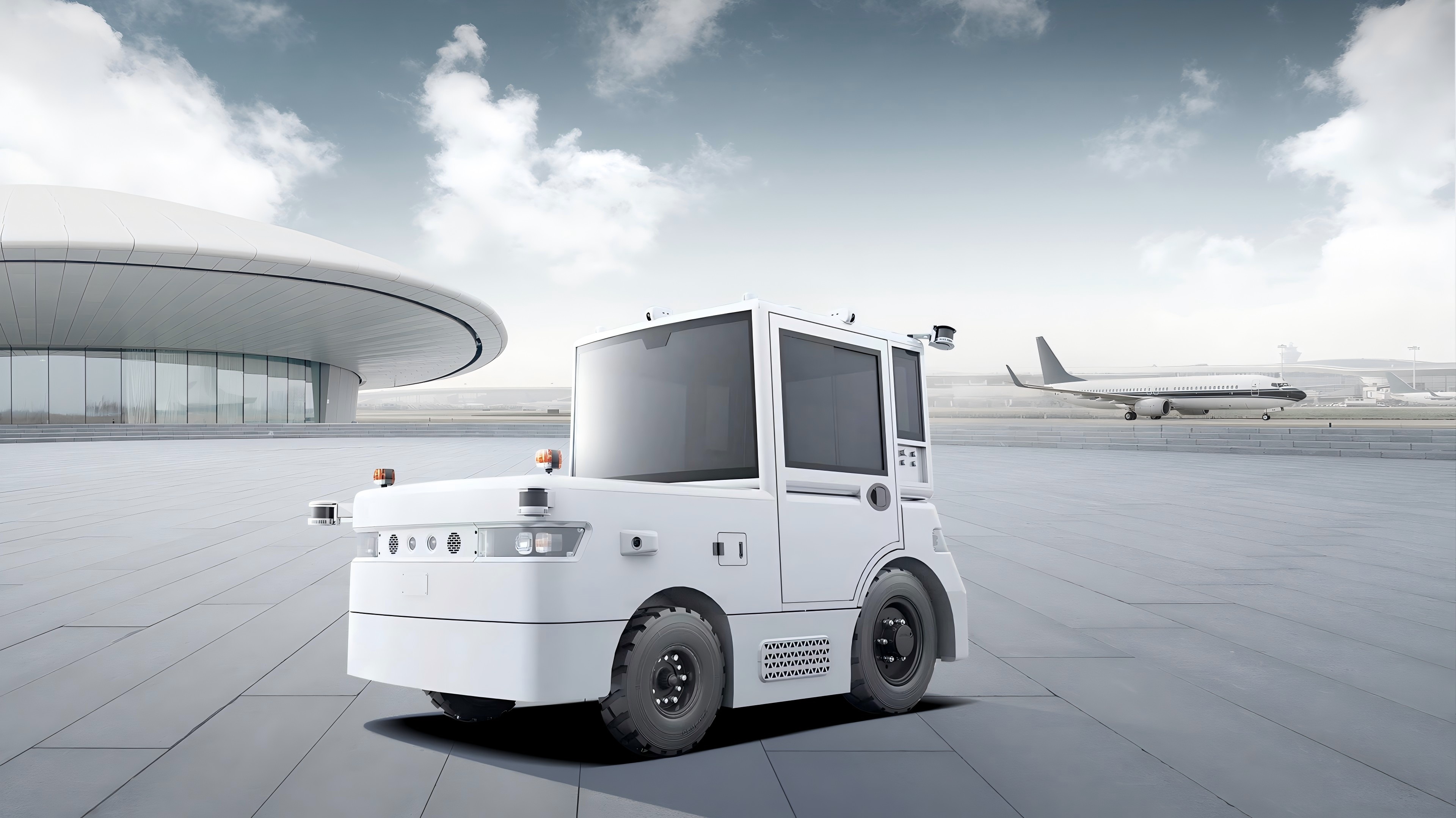 Fully autonomous electric tow tractor supporting air cargo transport and ground handling operations at the airport