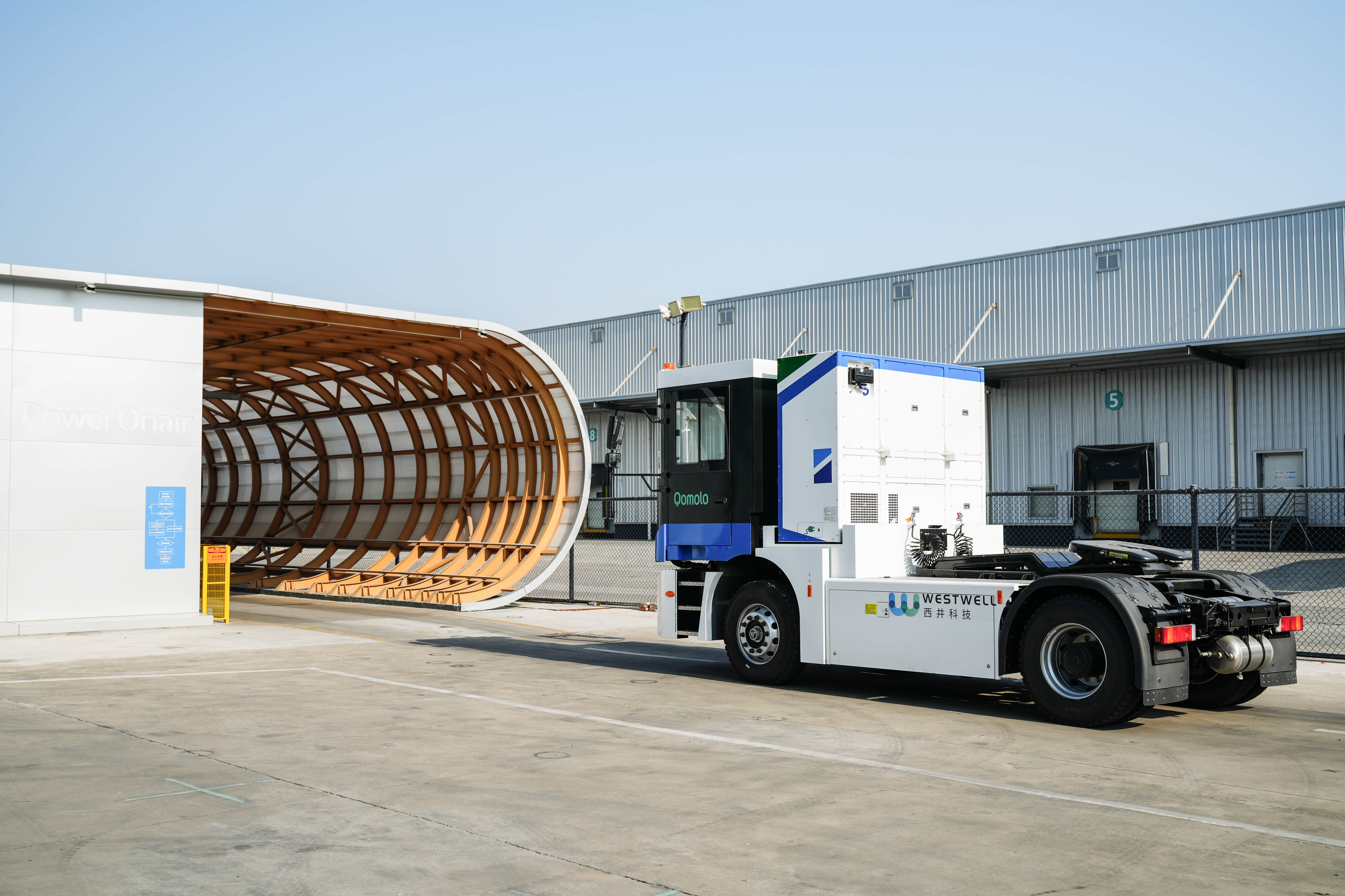 Westwell PowerOnair power swapping station integrated with EMS to support low-carbon, intelligent port operations.